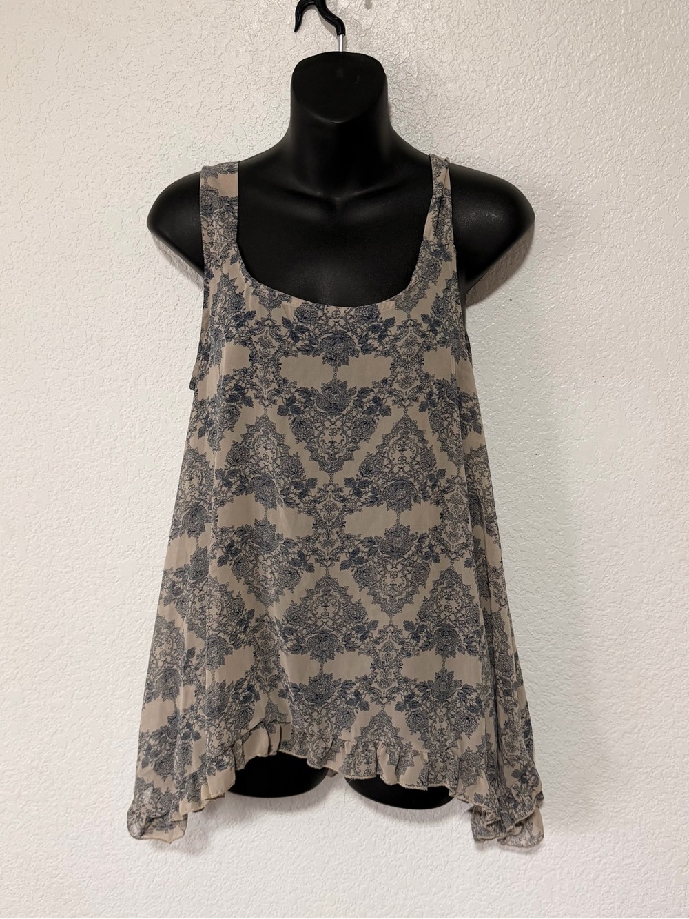 Vintage Boho Damask Ruffle Top